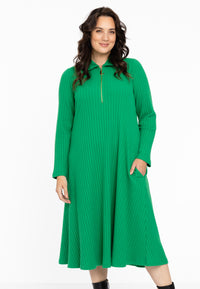 Long dress zipper RIB - green - #1
