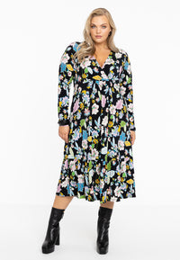 Jurk met V-hals FLOWERPOWER - black - #2
