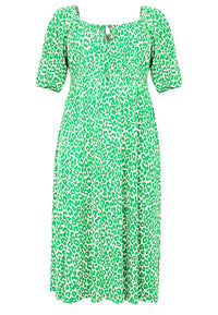Dress smocked waist GREEN LEO - green - #4