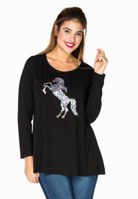 Tunic flare paillet horse - black - #2