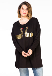Sweater beaded swans - black - #2