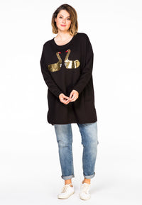 Sweater beaded swans - black - #1