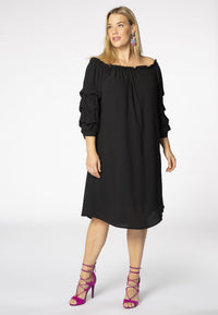 Dress puffed sleeves - black - #1