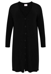 Cardigan long knitted - black - #1