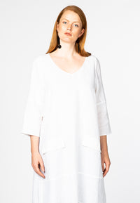 Dress A-line pockets linen - white - #1