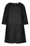 Dress A-line pockets linen - black - #4