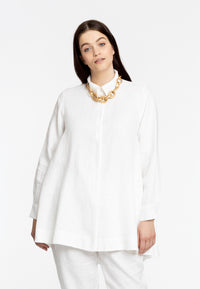 Blouse zipper LINEN - white - #1