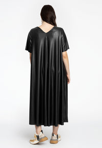 Dress A-line VEGAN LEATHER - black - #3