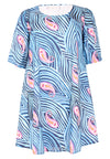 Dress A-line puff sleeve PAISLEY - blue - #4