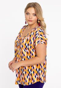 Tunic V-neck HARLEQUIN - orange - #5