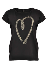 Shirt hart met slangenprintShirt snake heart - black - #4