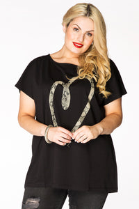 Shirt hart met slangenprintShirt snake heart - black - #2