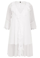 Cardi-blouse frilled VOILE - white  - #4