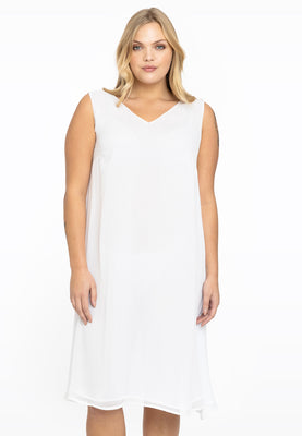 Dress double V-neck VOILE - white  - #1