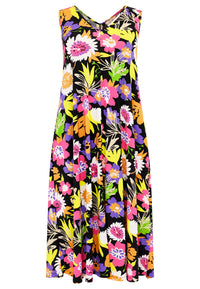 Dress sleeveless V-neck HAYFLOWER - black - #4