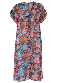 Cardi-dress frilled sleeve PAISLEY - black - #1