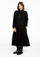 Pullover-dress zipped collar RIB - black  - #2