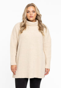 Pullover knit high neck - ecru - #1