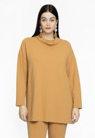 Pullover high neck DIAGONAL - light brown - #1