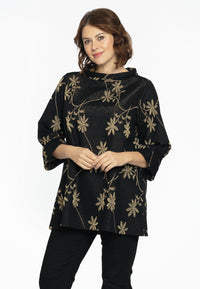 Tuniek met opstaande kraag LUREX FLOWER - black - #1