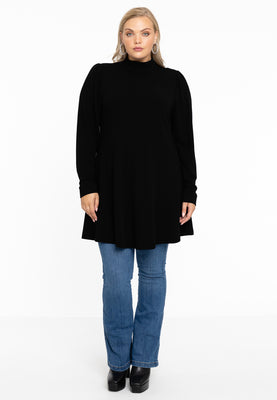 Tunic wide bottom puff sleeve DIAGONAL - black  - #2