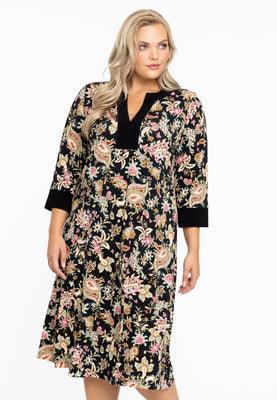 Taped A-line dress PAISLEY - black  - #1