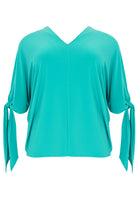 Blouse V-neck bows DOLCE - turquoise - #4