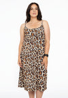 Spaghetti dress LEOPARD - light brown