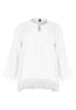 Blouse wide crochet LINEN - white  - #4