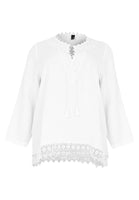 Blouse wide crochet LINEN - white  - #4