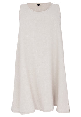 Dress A-line LINEN - light brown - #4