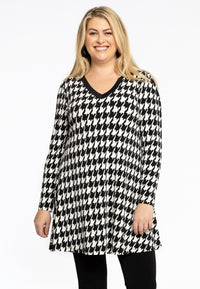 Tunic V-neck PIED DE POULE - black - #1