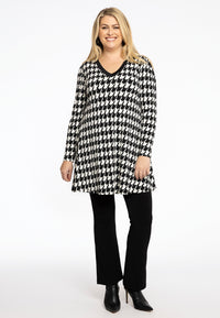 Tunic V-neck PIED DE POULE - black - #2