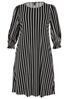 Dress Puff Sleeve STRIPES - black  - #4