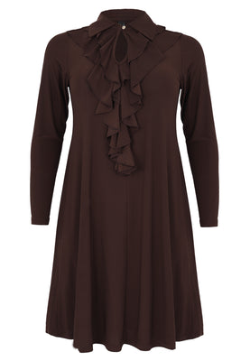 Dress A-line Double Volant DOLCE - brown - #2