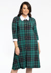 Dress waistseam cotton collar TARTAN - green - #1