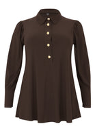 Blouse flare puff sleeve DOLCE - brown - #1