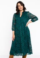 Dress puffed sleeve lace - dark green - #1