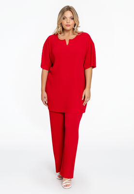 Tunic straight PLISSE - red  - #2