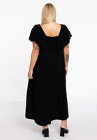 Dress Frilled V-neck Swing DOLCE - black  - #3