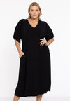 Dress V-neck PLISSE - black 