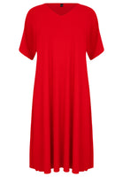 Dress V-neck PLISSE - red  - #4