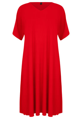 Dress V-neck PLISSE - red  - #4