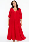 Robe swing manche smockée dolce - Rouge