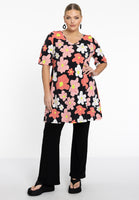 Tunic wide bottom HIBISCUS - black  - #2