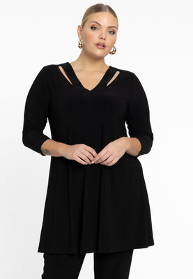 Tunic wide bottom cutout DOLCE - black  - #1