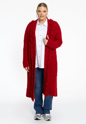 Cardigan teddy fringing - red  - #2