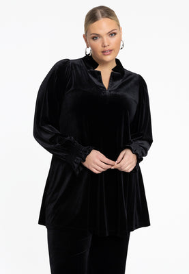 Tunic wide bottom VELOURS - black  - #1