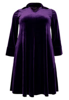 Dress V-neck VELOURS - purple  - #4