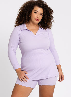 Tunic flared polo LOUNGE - light purple - #5